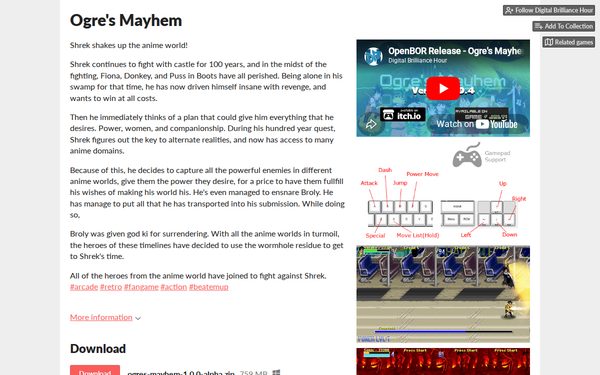 Ogres Mayhem game page by Digital Brilliance Hour