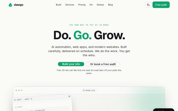Dewgo website homepage