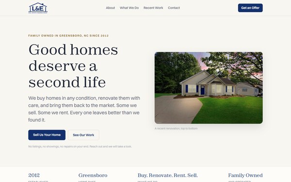 L and E Real Estate Holdings Group website homepage