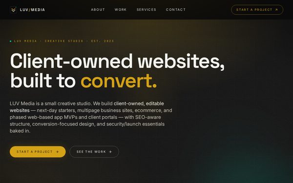 LUV Media website homepage