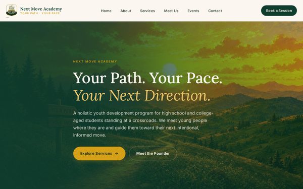 Next Move Academy website homepage